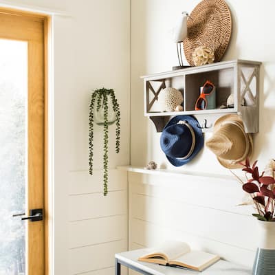 SAFAVIEH- Freya Grey Hanging Storage Wall Rack. - 28" x 5.9" x 12"