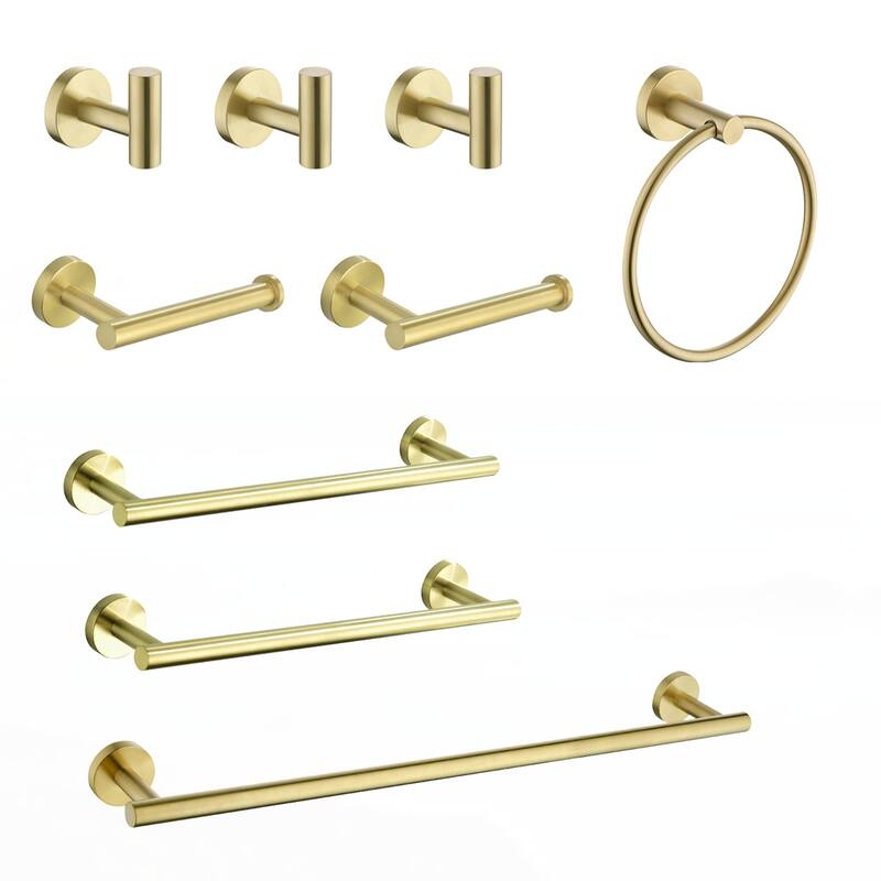 9 Piece Stainless Steel Bathroom Towel Rack Set Wall Mount