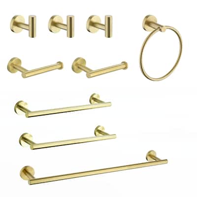 9 Piece Stainless Steel Bathroom Towel Rack Set Wall Mount