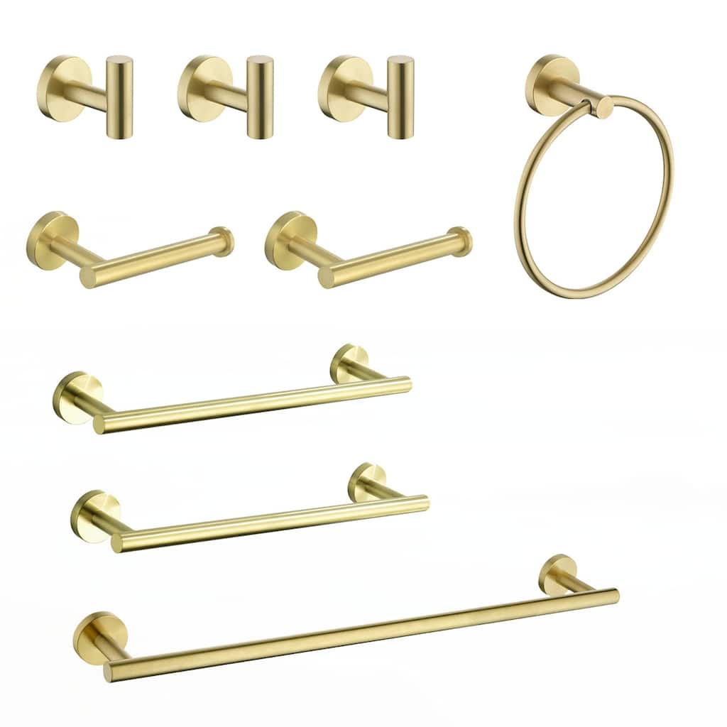 9 Piece Stainless Steel Bathroom Towel Rack Set Wall Mount