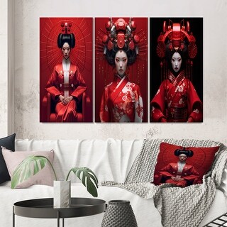 Designart "Futuristic Japanese Geisha III" Japon Woman Wall Art Set Of ...