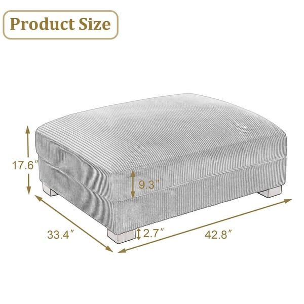 dimension image slide 1 of 2, Modern Oversized striped Corduroy Ottoman