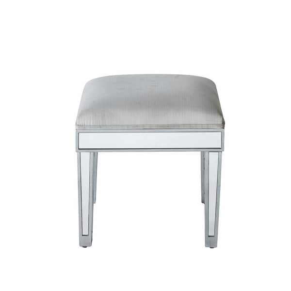 slide 2 of 10, Dressing stool 18"Wx 14"D x 18"H in antique silver paint N/A