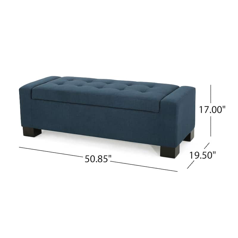 50.25" Storage Bench, Storage Ottoman Bench with Safety Hinge, Upholstered Entryway Bench with Seating for Bedroom