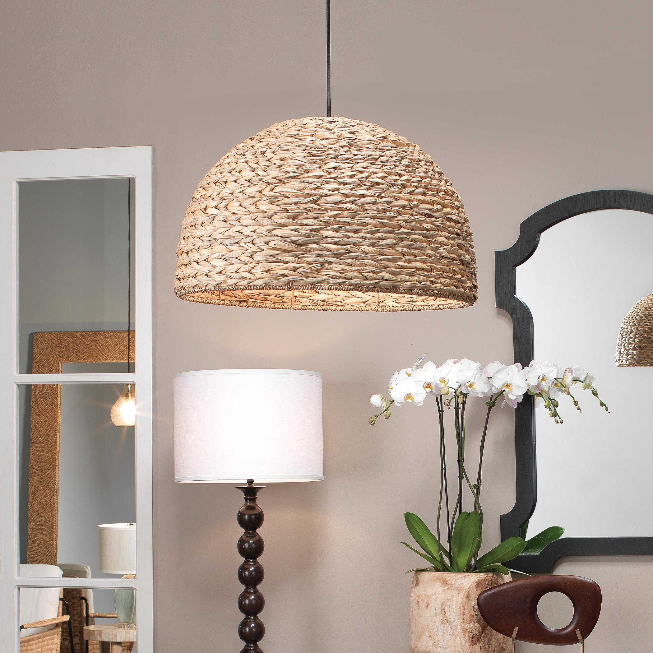 Alden Decor Natural Seagrass 1-Light Pendant