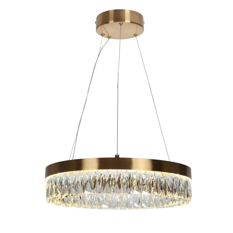 Modern 1Light Gold Crystal LED Chandelier Round Pendant Lights for