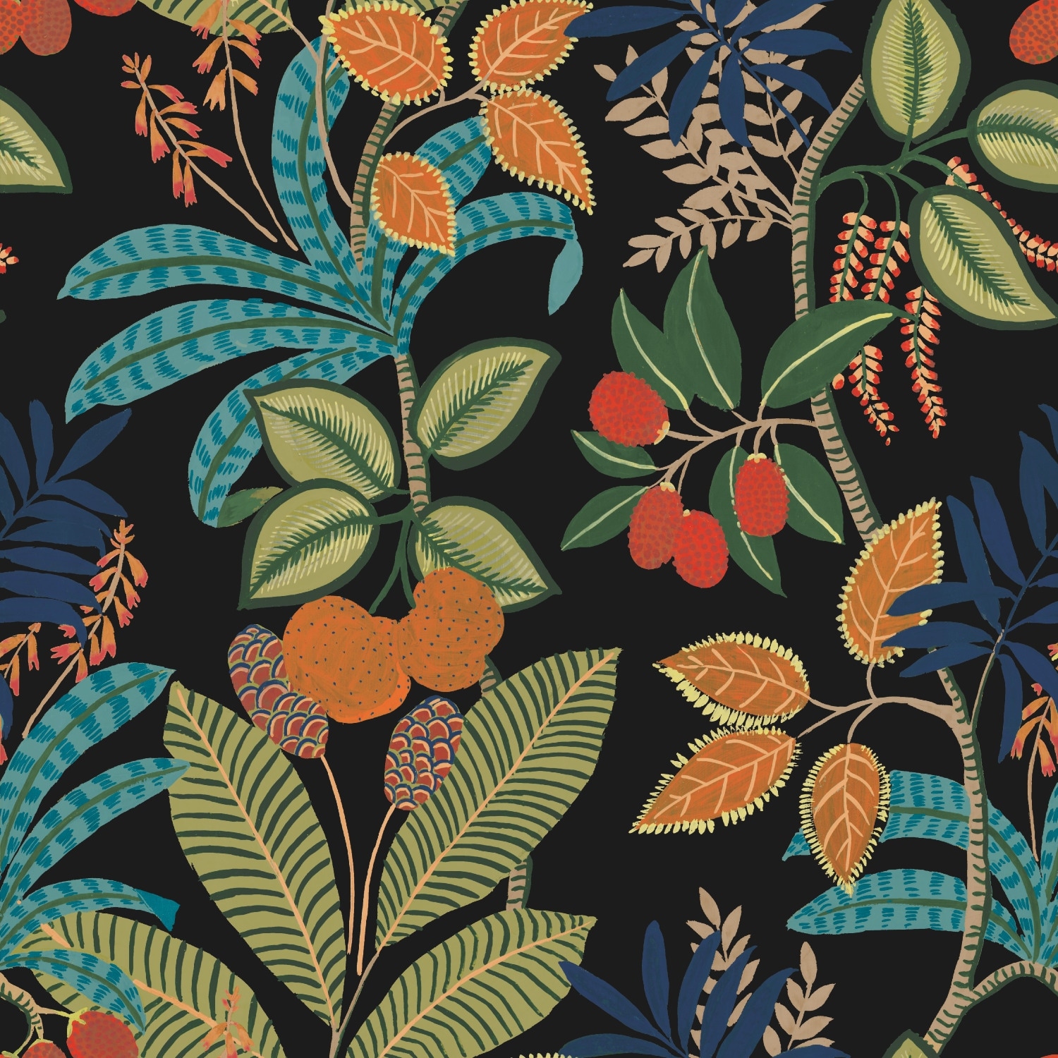 RoomMates Black & Green Funky Jungle Peel and Stick Wallpaper