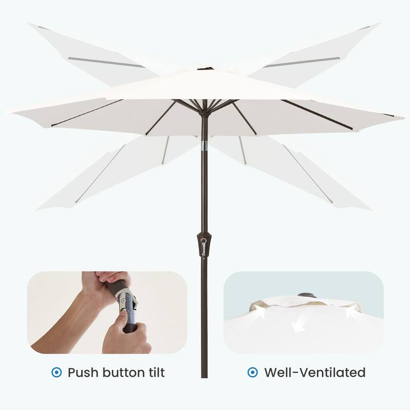 10ft Patio Market Umbrella with Crank & Tilt,UV-Risistant