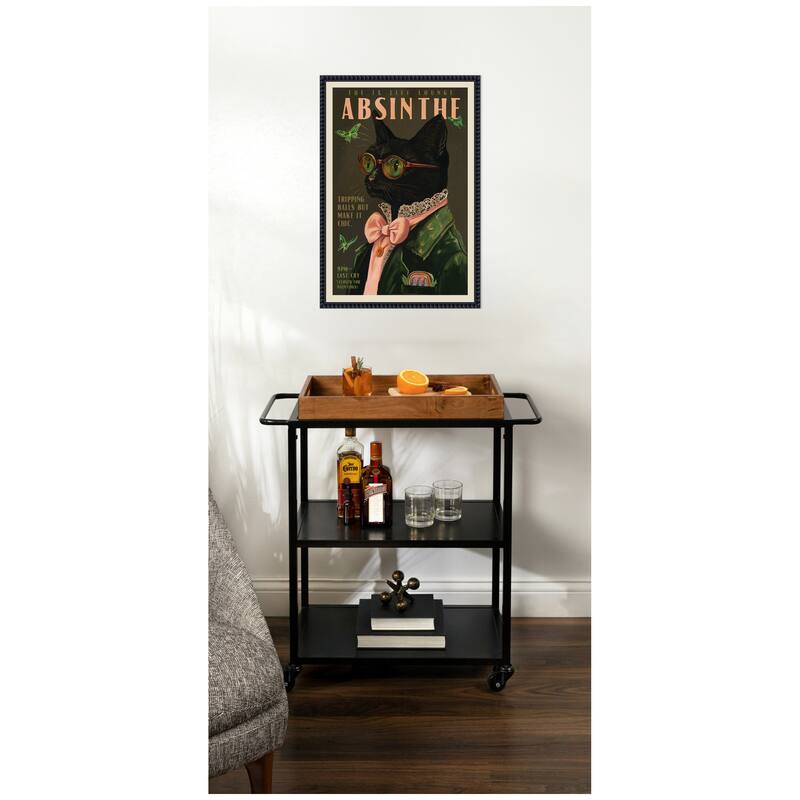 Kate and Laurel WG Absinthe Kitty by The Whiskey Ginger Framed Canvas Wall Art Print