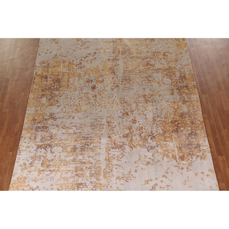 Beige Modern / Abstract Area Rug Hand-Knotted Wool Carpet - 7'11"x 10'1"