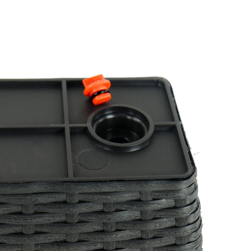 GDFStudio - Farmhouse 2-Piece Indoor/Outdoor Wicker Smart Self-Watering Rectangular Planter Pots with Water Level Indicator