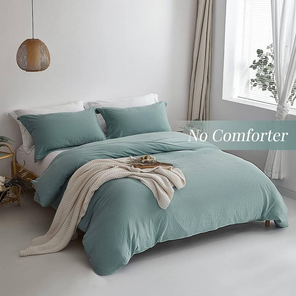 Microfiber Grayish Teal Seafoam Comforter Cover Set Full Size On Sale