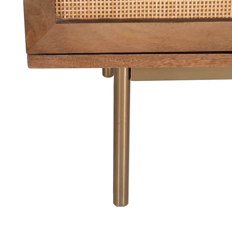 Curtis 3-Door Solid Wood with Natural Woven Cane Sideboard