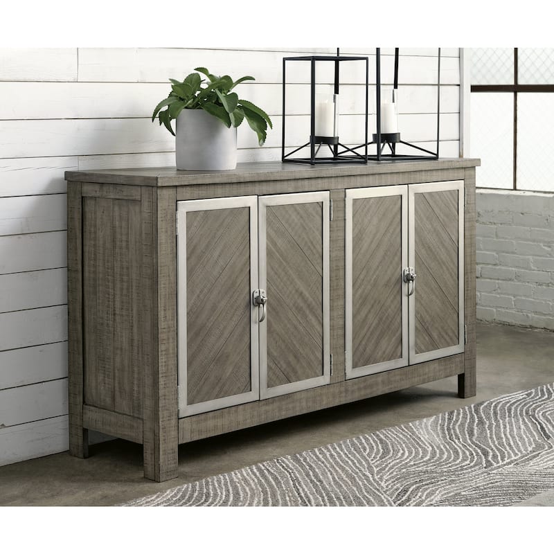 Signature Design by Ashley Krystanza Gray Dining Server - 64" W x 18" D x 35.75" H - 64" W x 18" D x 35.75" H - Grey