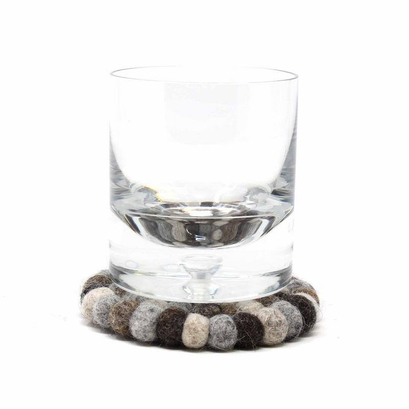The Curated Nomad Southard Neutral Felt Ball Coaster (Set of 4)