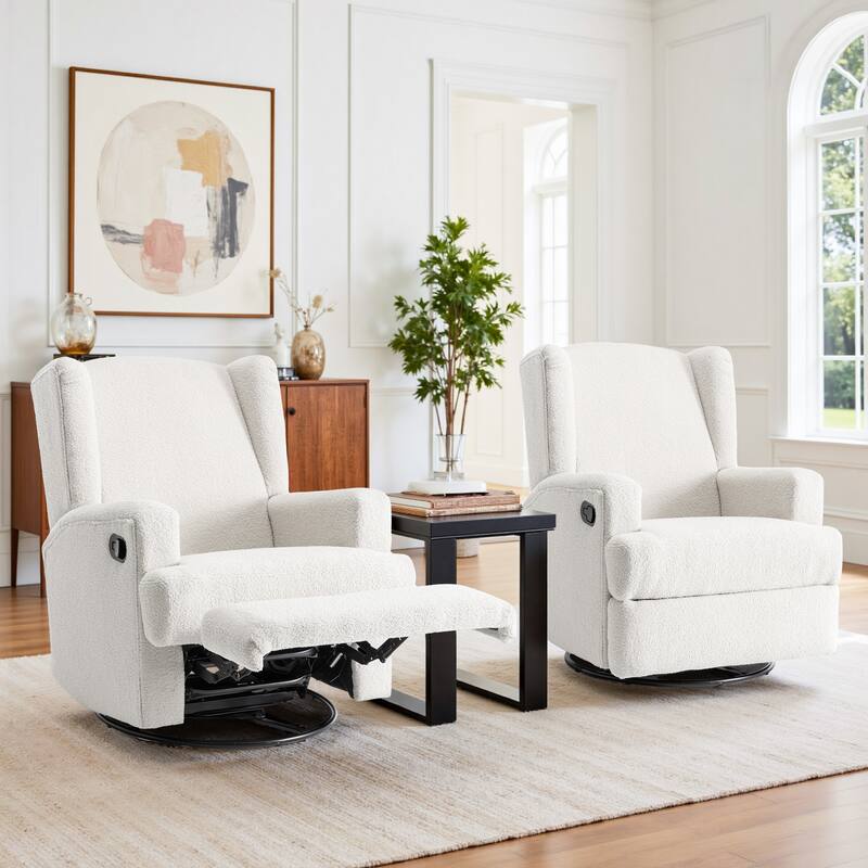 31'' W Manual Glider Swivel Glider Rocker Recliner Nursery Set of 2 - Beige