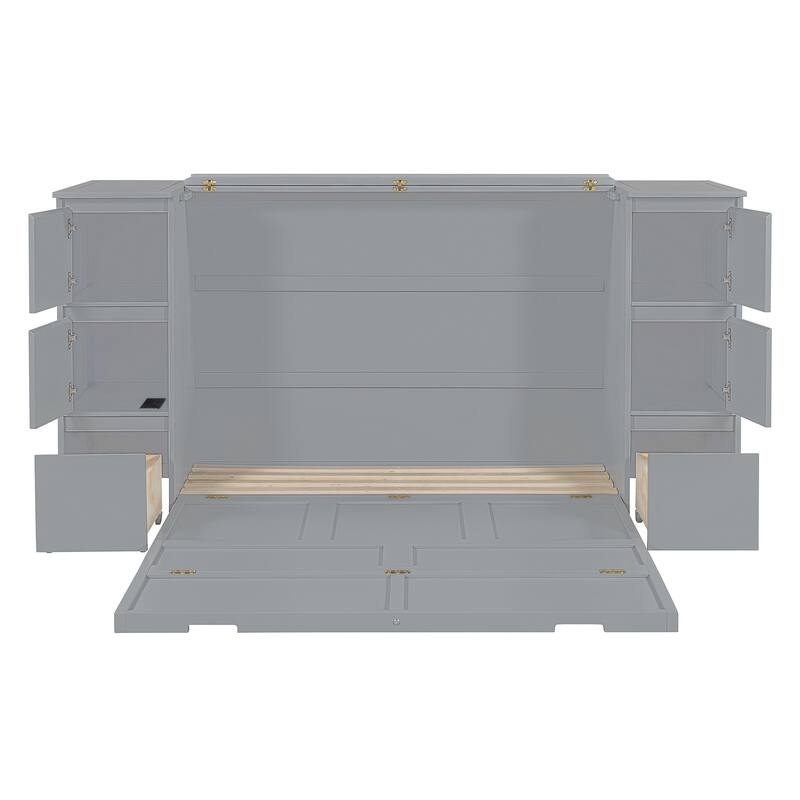 Murphy Bed with Drawers, Cabinets, USB Ports