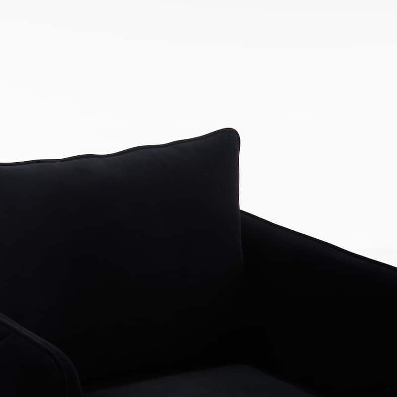 Velvet Accent Chair, Comfy Upholstered Single Sofa Chair, Armchair with 1 Pillow and Metal Legs for Living Room, Bedroom