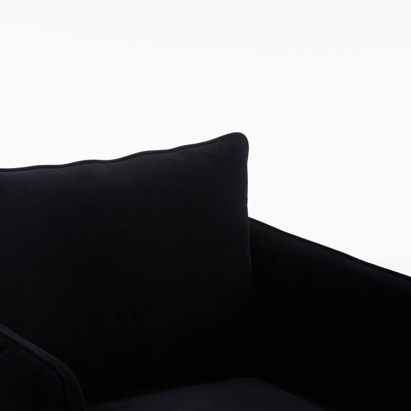 Velvet Mid-Century Modern Accent Chair with Metal Legs and Included Pillow