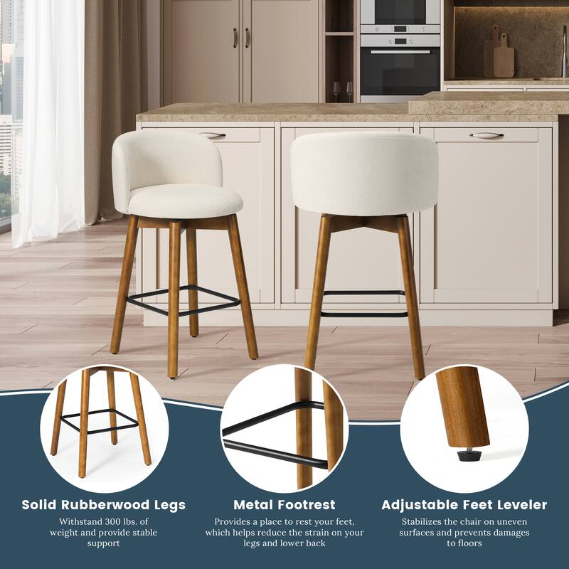 Stansberry 26 Inch Chenille Upholstered Swivel Counter Stool