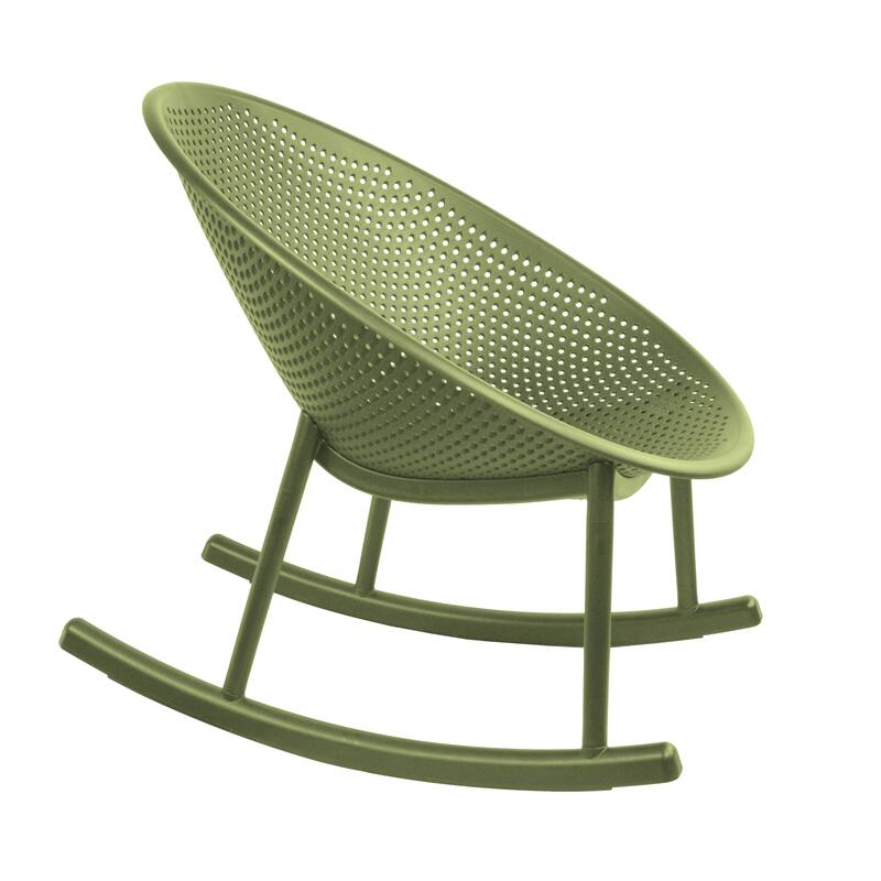 Patio Rocking Chairs | Oval Egg Shaped Lounge Rocker | All Weather Plastic | Modern Accent Side Chair for Indoor or Outdoor Use