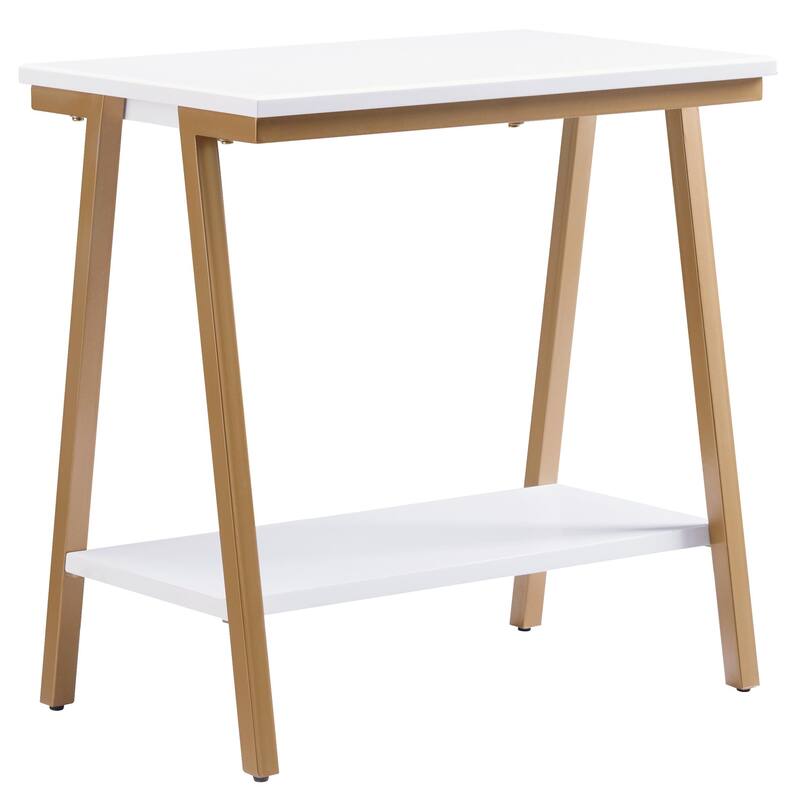 Leick Home Empiria Narrow Side Table with Shelf and Metal Frame