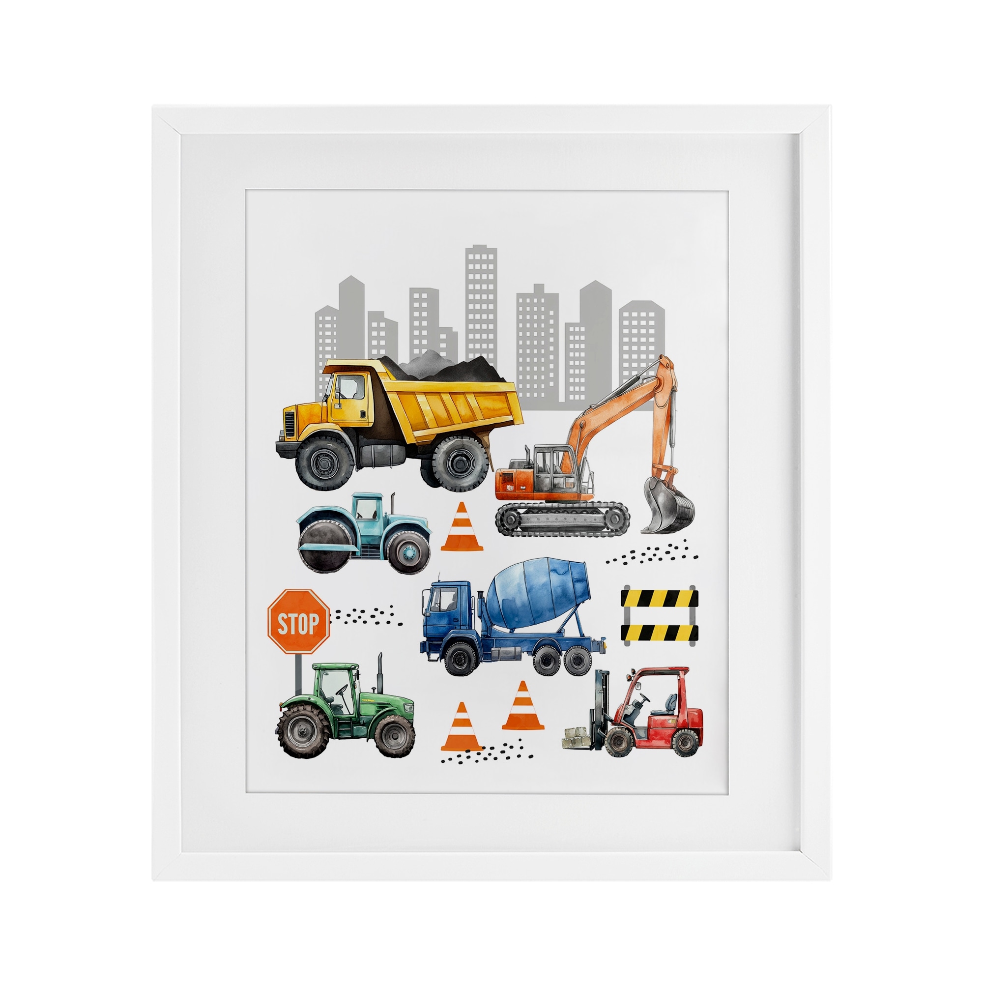 Stupell Keep Moving Construction Vehicles Under Glass Framed Design By Christine Simpson Art