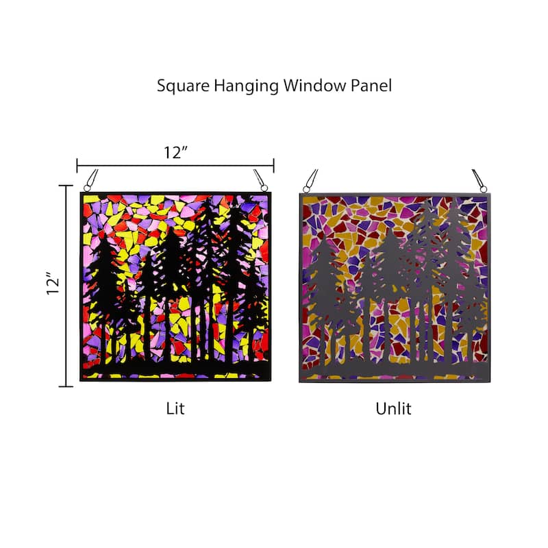 Mixed Media with Metal Overlay Forest Mosaic Window Panel - 12" x 0.25" x 12"