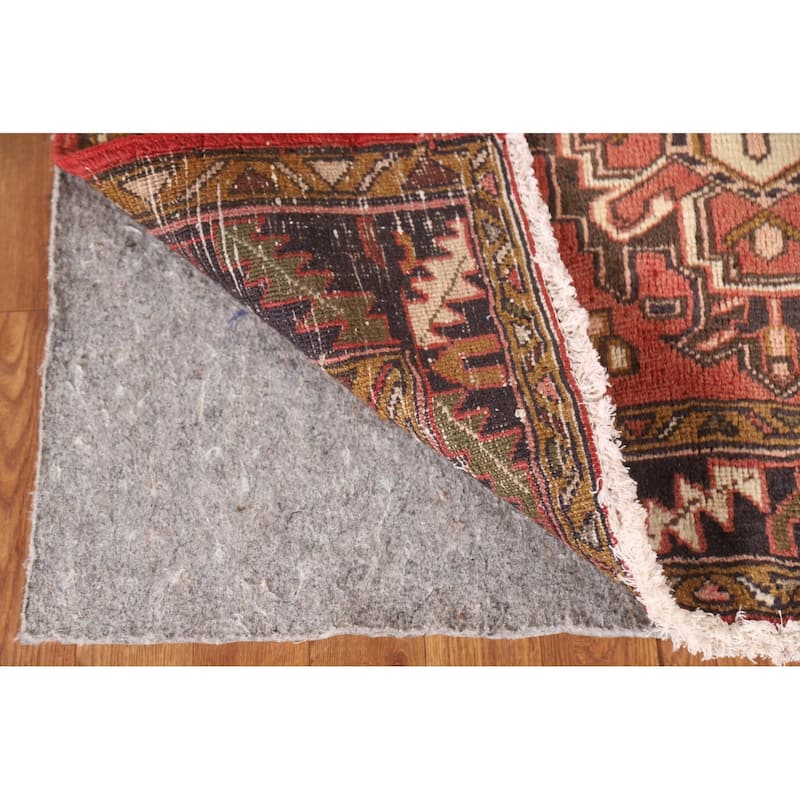Geometric Pink Heriz Persian Vintage Runner Rug Handmade Wool Carpet - 3'10"x 10'1"
