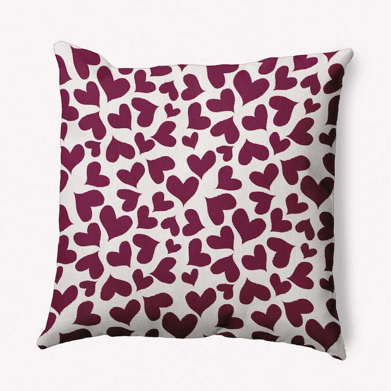 Patterned Hearts Valentine's Day Decorative Indoor/Outdoor Pillow - 16" x 16" - Magenta