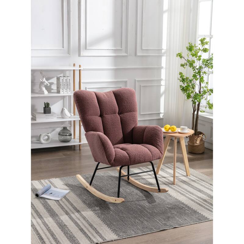 31.5" High Back Buttons Tufted Rocking Chair