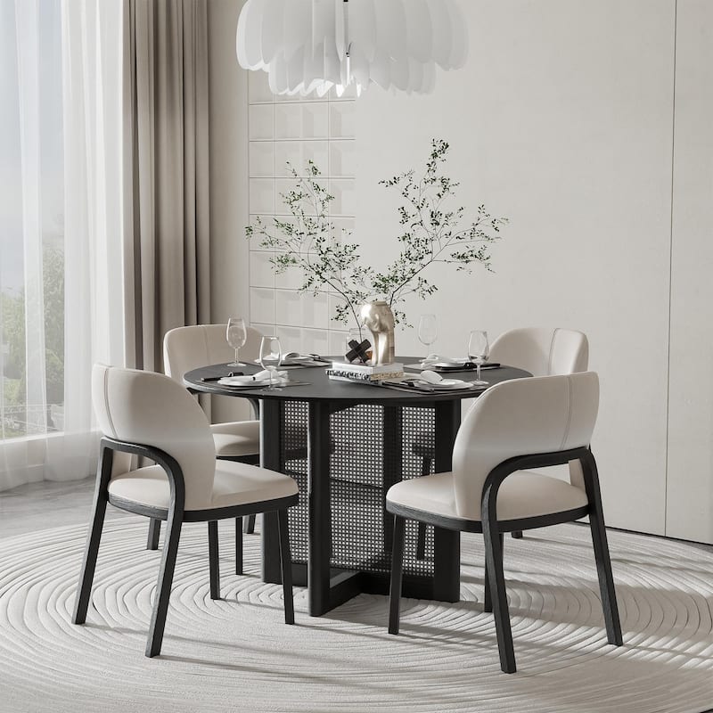 Solid Wood Round Dining Table 4-6 People - 46*30 - Black