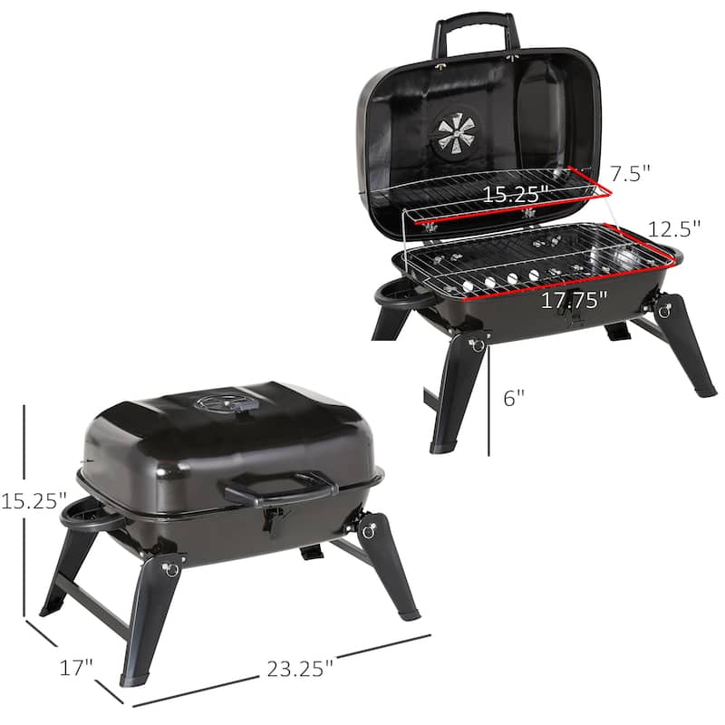 Outsunny Portable Outdoor Tabletop Charcoal Grill
