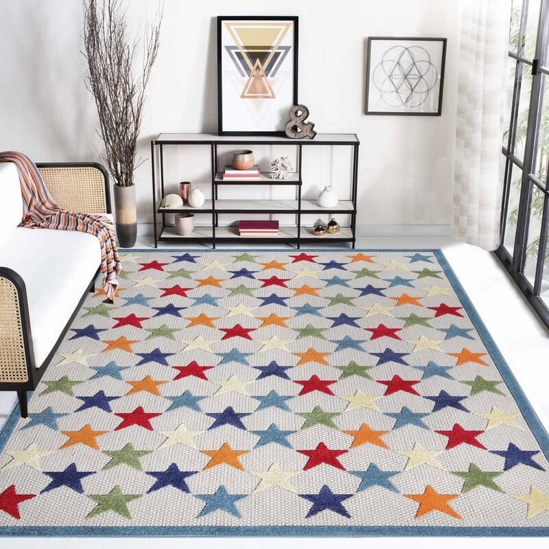 Superior Whimsical Stars Modern Indoor Outdoor Area Rug