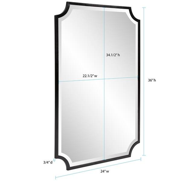 dimension image slide 1 of 2, Allan Andrews Rectangular Wall Mirror with Scooped Stainless Steel Frame - 24"W x 36"H