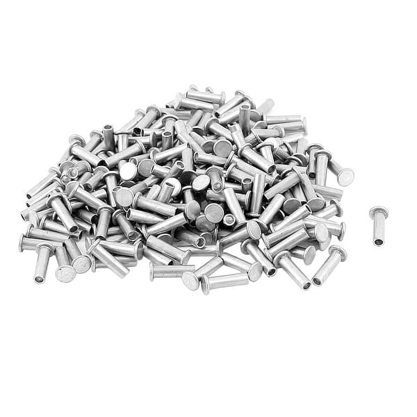 Shower Rivets 200 Pcs M3 x 10mm Aluminum Flat Head Semi-Tubular Rivets Silver Tone ...