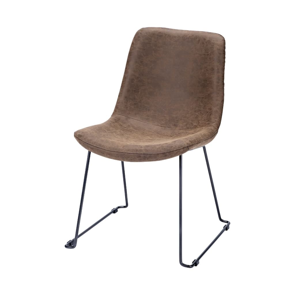 Set of 2 Modern Faux Leather Upholstered Dining Chair with Black Metal Legs and for Solid Back Dining Room