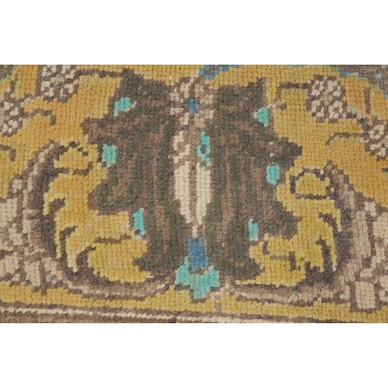 Hand Knotted Oriental 100% Wool Carpet Traditional Floral Yellow & Gold Tabriz Area Rug - 10' 11'' X 7' 6''