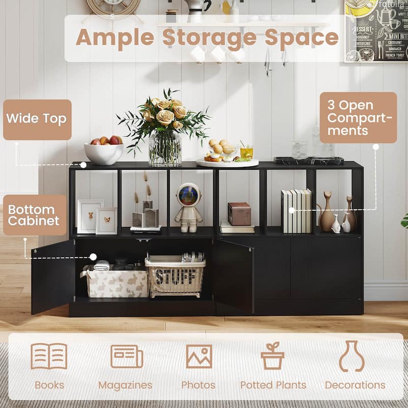 Costway 1/2 PCS Cube Bookcase with Doors, Open Compartments & Cabinet, - See Details