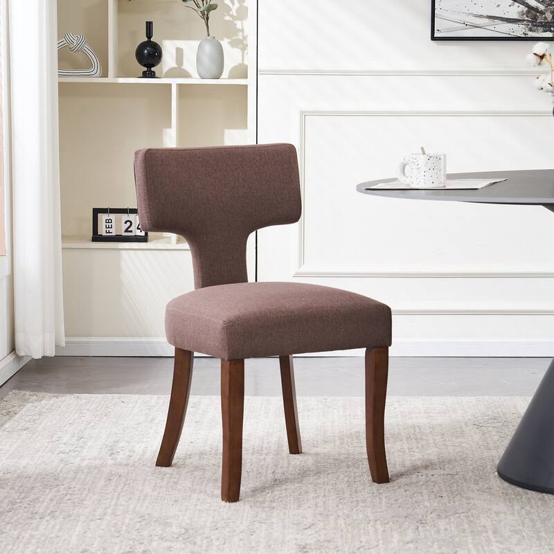 Upholstered Mordern Design T Back Dining Side Chair- Set of 2