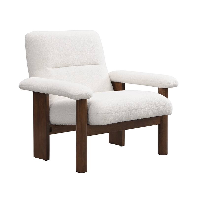 Modern Accent Chair Set for Living Room with Footrest, Mid Century Lounge Chair, Upholstered Fabric Armchair with Wood Frame
