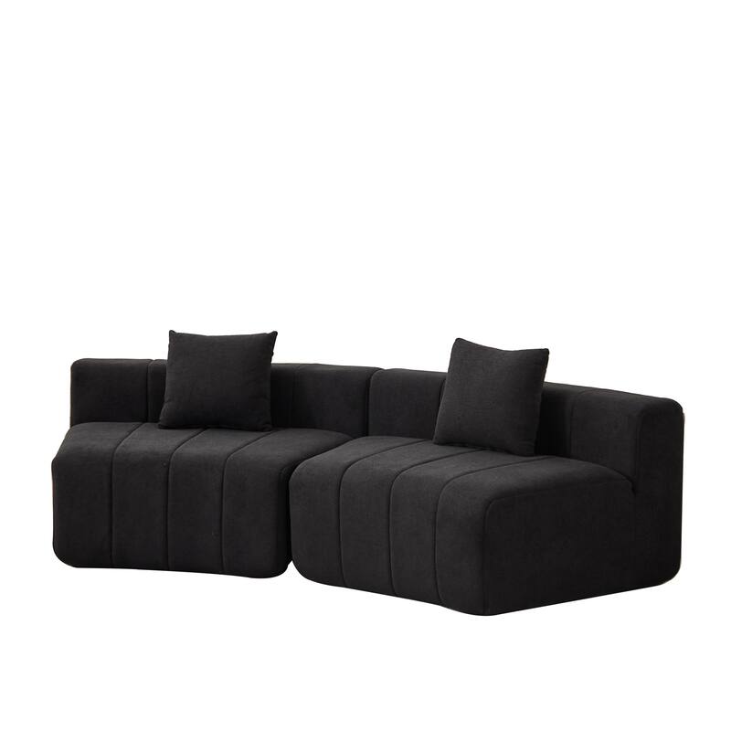 Chenille Curved Sectional Sofa with 2 Pillows,Curved Symmetrical Modular Semi Circular Sofa Sectional for bedroom, Living room
