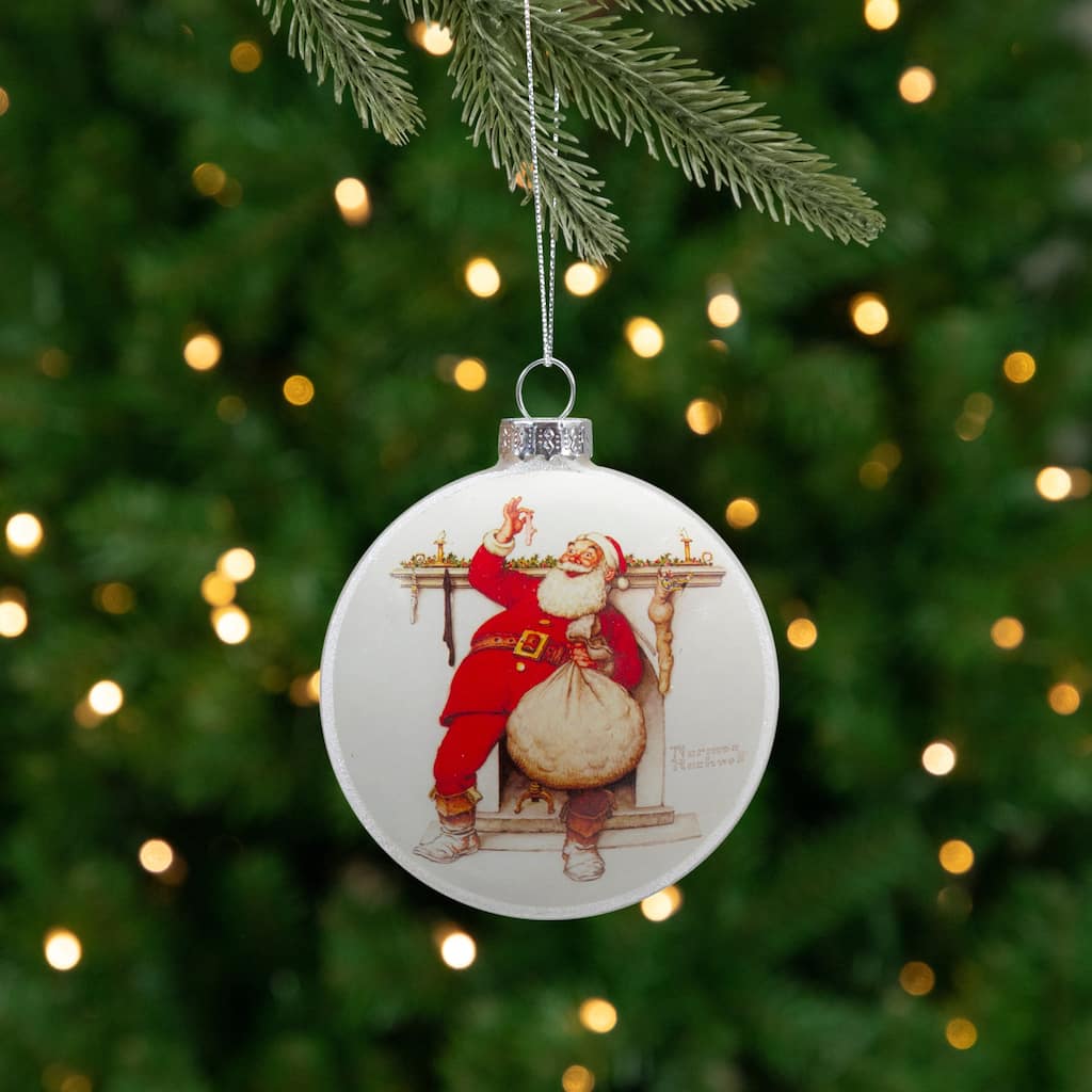 3" Norman Rockwell 'Filling The Stockings' Glass Disc Ornament