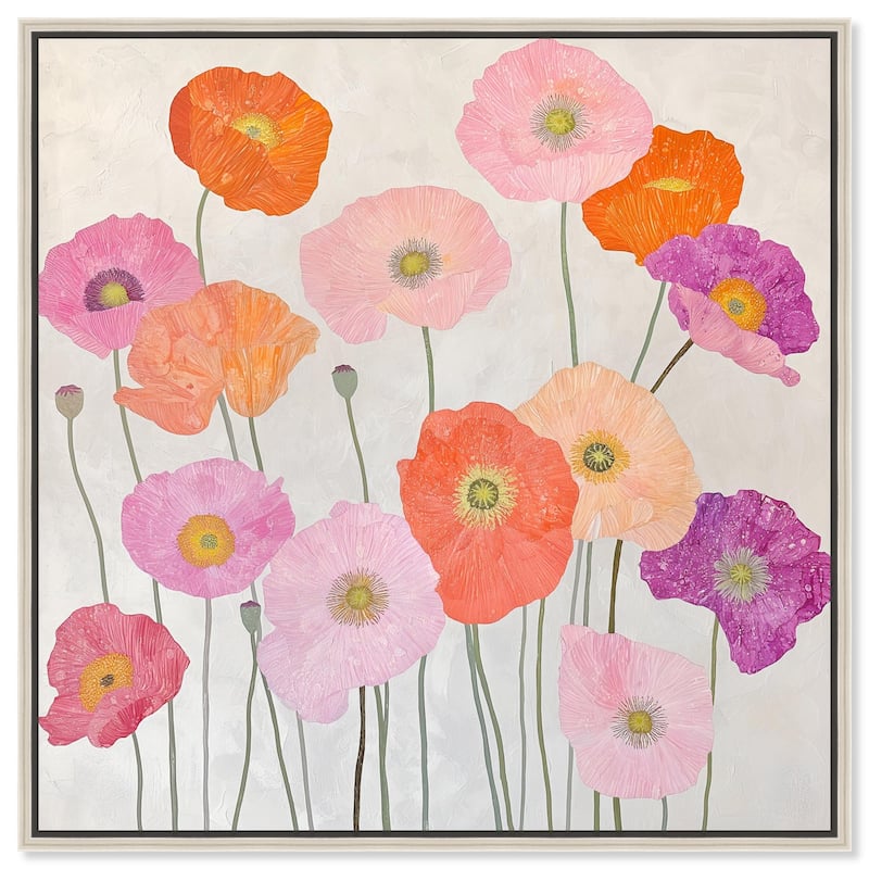 Sunset Poppy Chorus I Canvas by Art Remedy - Silver - 40" x 40"