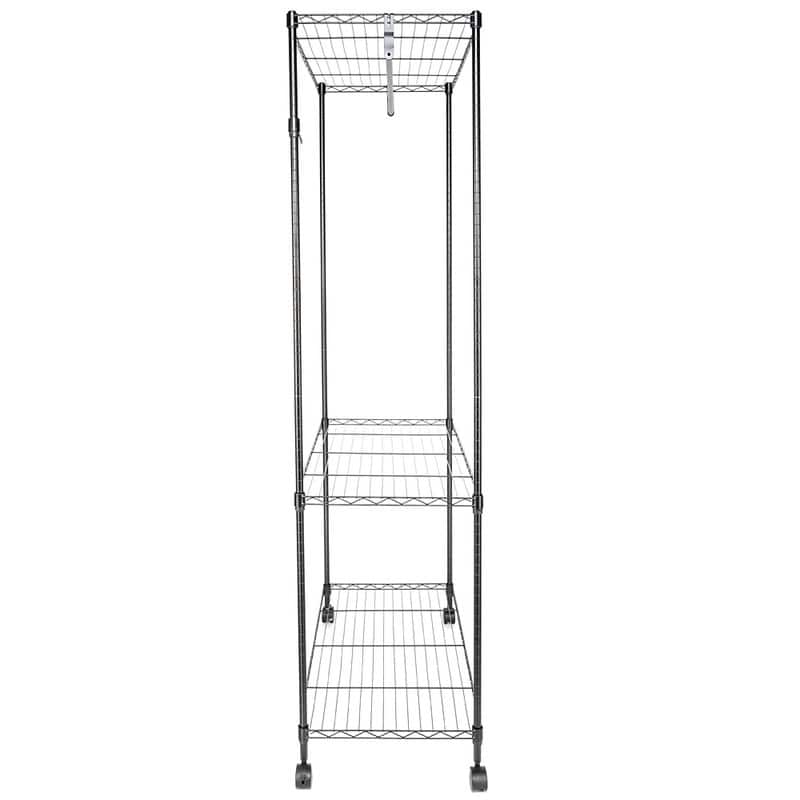 3-Tier Closet Organizer Metal Garment Rack Portable Clothes Hanger Home Shelf