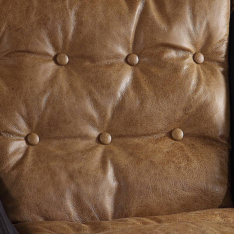 Faux Leather Upholstered Metal Frame Accent Chair with Star Base,Brown