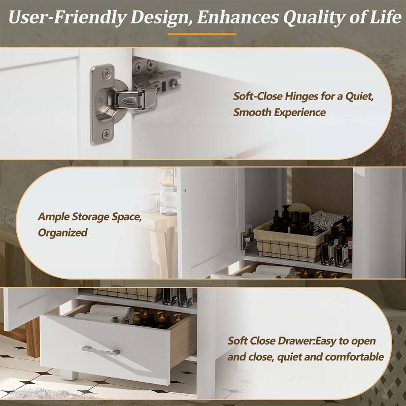 Minimalist Bathroom Vanity with Ceramic Sink,Wood Frame,and Drawer - Ideal for Small Bathrooms