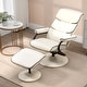 preview thumbnail 1 of 16, HOMCOM Recliner Chair with Ottoman, Swivel PU Leather High Back Armchair w/ Footrest Stool, 135° Adjustable Backrest White