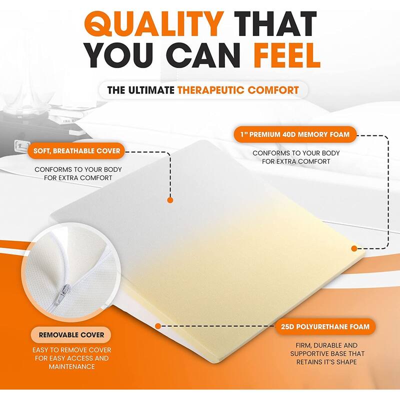 Cheer Collection Ultra Supportive Memory Foam Bed Wedge Pillow - White