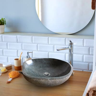 ROCK Unique Handcrafted River Stone Natural Bathroom Vessel Sink